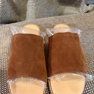 Suede leather slide sandals